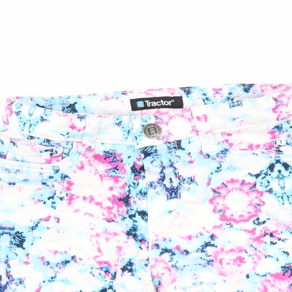 Tractor Girls White Floral Denim Bermuda Shorts Size 6 Years