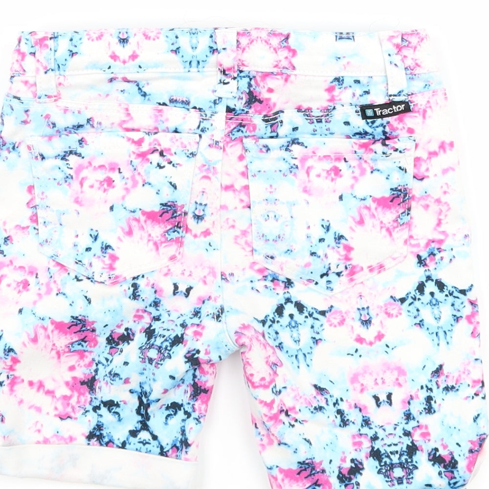 Tractor Girls White Floral Denim Bermuda Shorts Size 6 Years