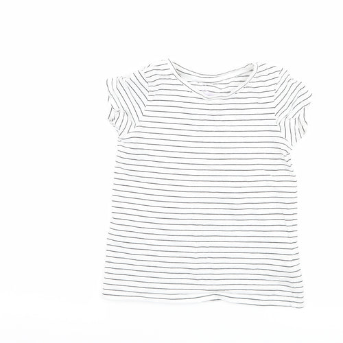 NEXT Girls White Striped  Basic T-Shirt Size 6 Years