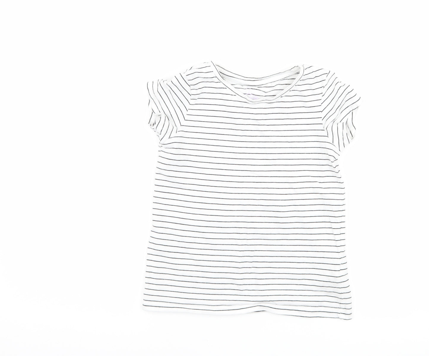 NEXT Girls White Striped  Basic T-Shirt Size 6 Years