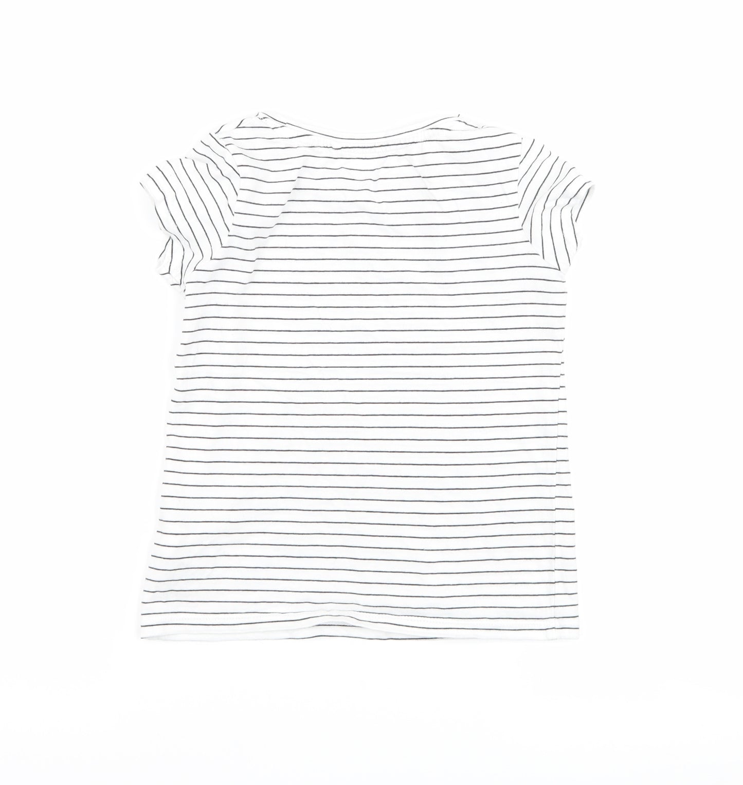 NEXT Girls White Striped  Basic T-Shirt Size 6 Years
