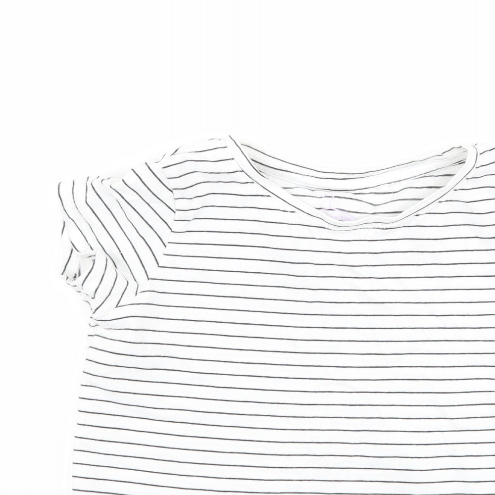 NEXT Girls White Striped  Basic T-Shirt Size 6 Years