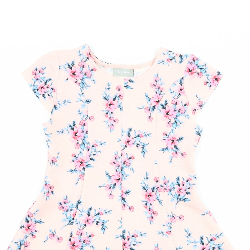 Matalan Girls Pink Floral  A-Line  Size 6 Years