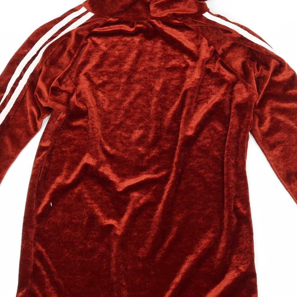 tek moda Girls Red  Velour Jumper Dress  Size M
