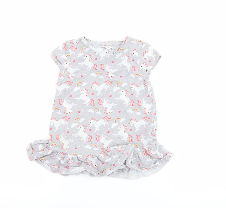 F&F Girls Grey T-Shirt Dress Size 18-24 Months - Unicorn