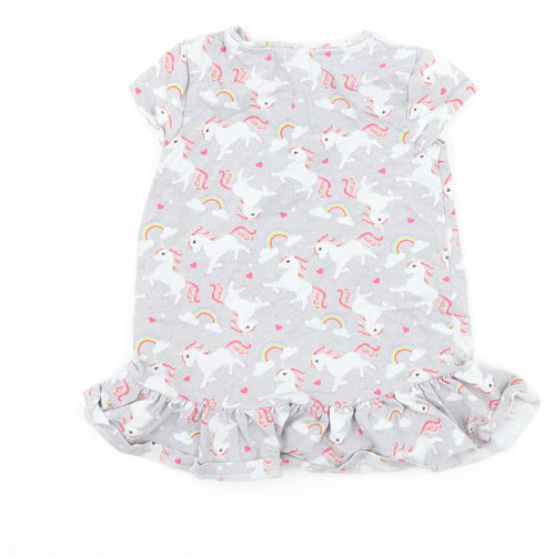 F&F Girls Grey   T-Shirt Dress  Size 18-24 Months  - Unicorn