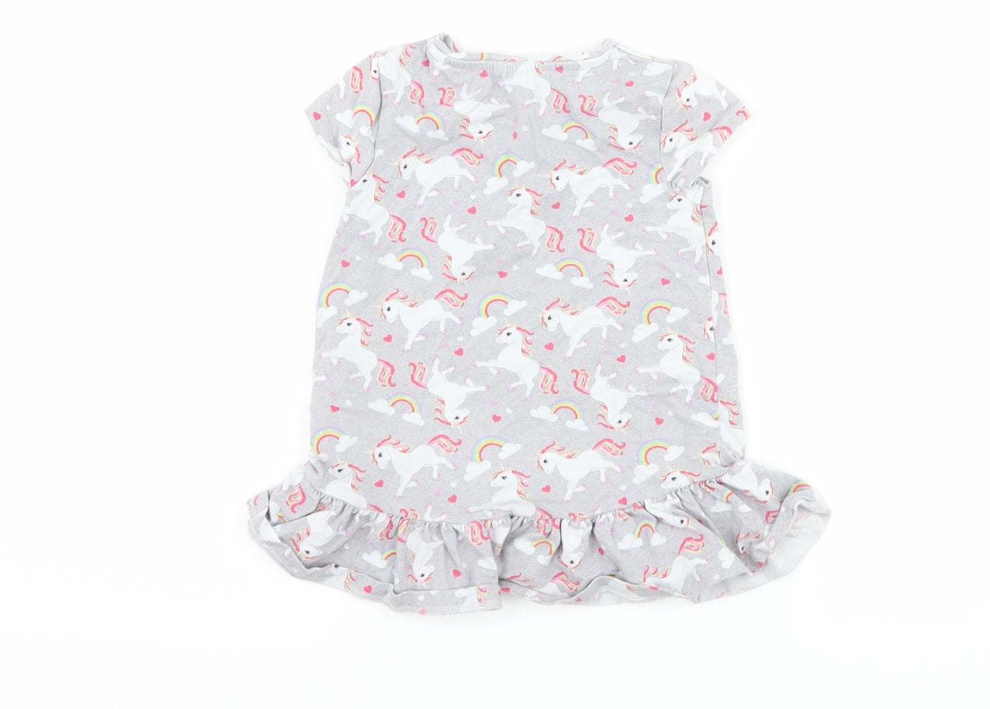 F&F Girls Grey   T-Shirt Dress  Size 18-24 Months  - Unicorn