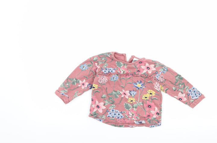 Peacocks Girls Pink Floral  Basic T-Shirt Size 12-18 Months