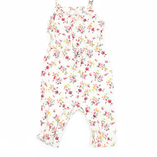 Primark Girls White Floral  Romper One-Piece Size 12-18 Months