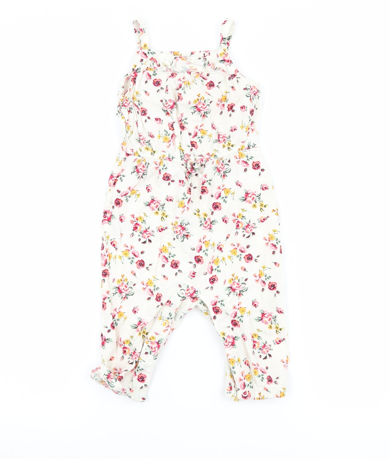 Primark Girls White Floral  Romper One-Piece Size 12-18 Months