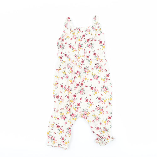 Primark Girls White Floral  Romper One-Piece Size 12-18 Months