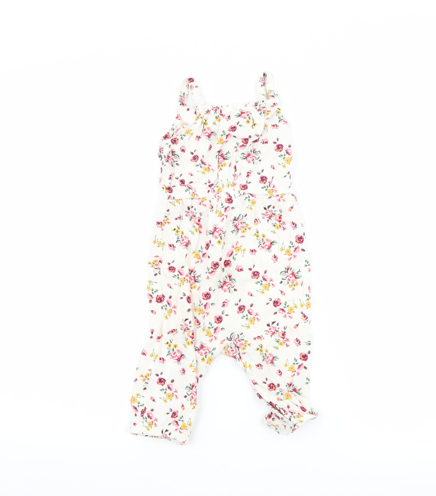 Primark Girls White Floral  Romper One-Piece Size 12-18 Months