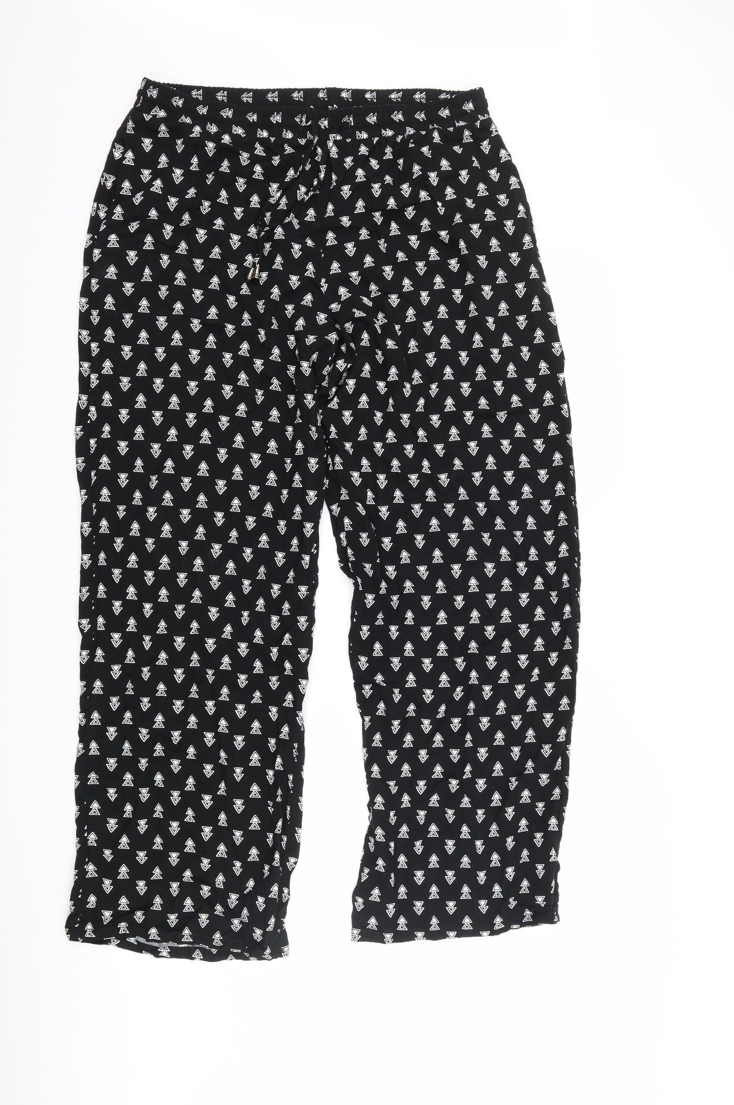 Papaya Womens Black Geometric  Trousers  Size 14 L28 in