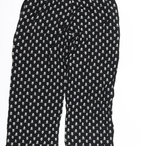 Papaya Womens Black Geometric  Trousers  Size 14 L28 in