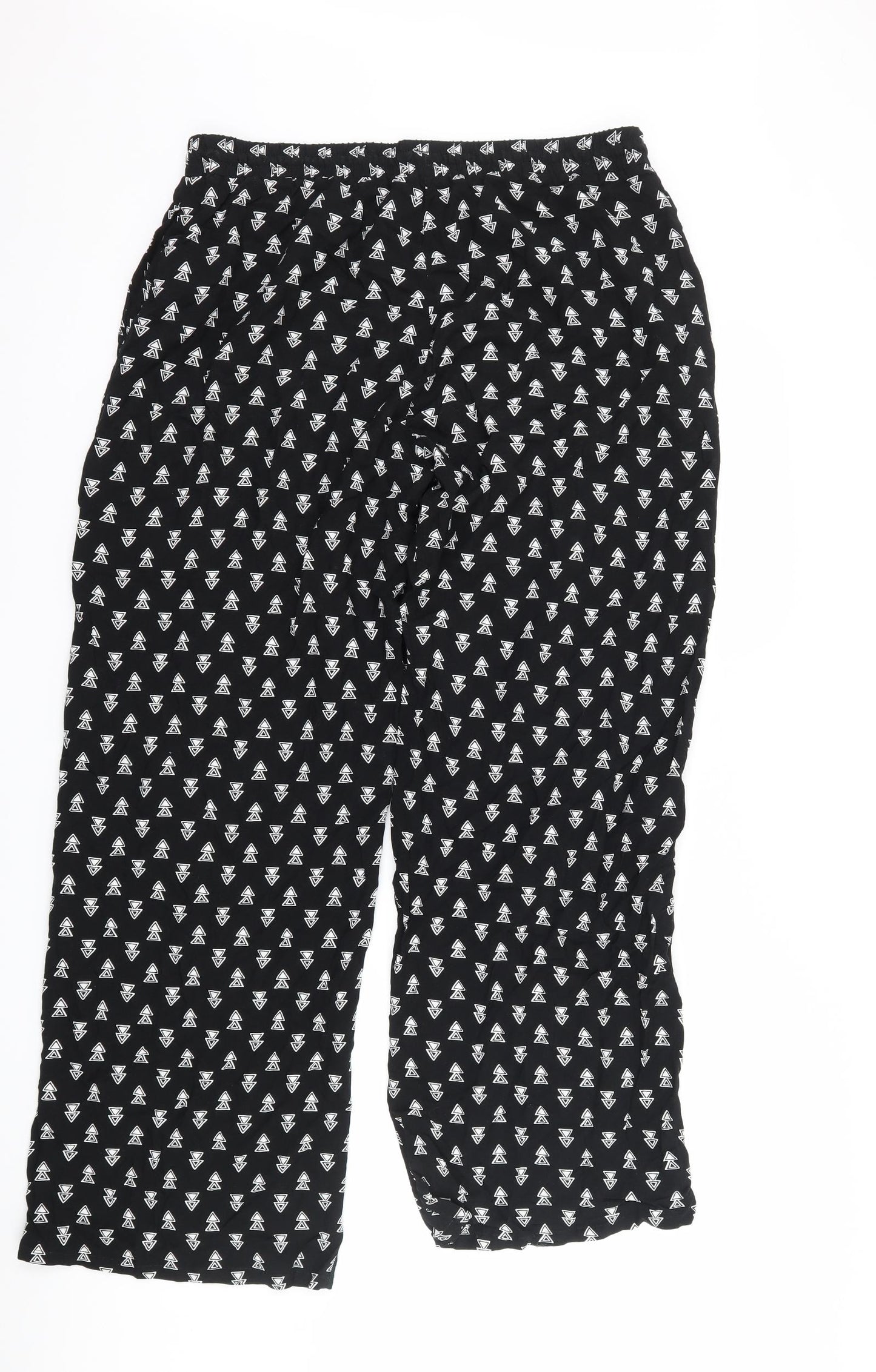 Papaya Womens Black Geometric  Trousers  Size 14 L28 in