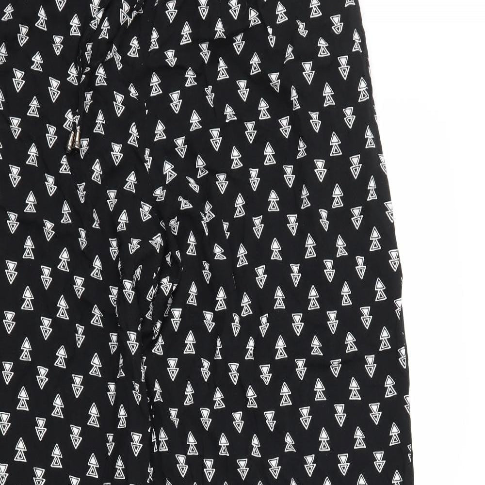 Papaya Womens Black Geometric  Trousers  Size 14 L28 in