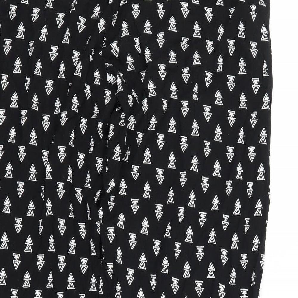 Papaya Womens Black Geometric  Trousers  Size 14 L28 in