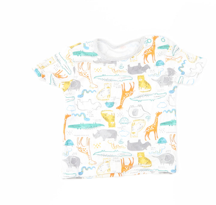 TU White Animal Print Pullover Button-Up Size 18-24 Months