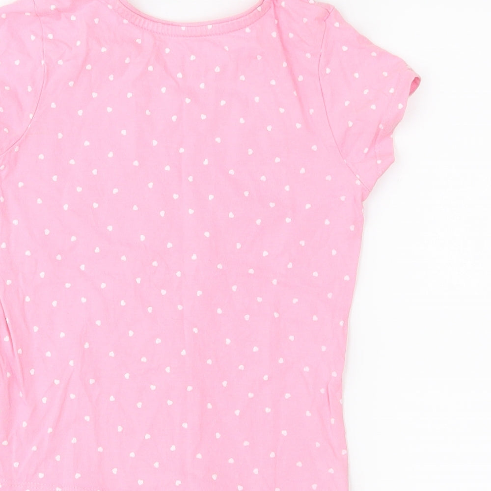 Primark Girls Pink Polka Dot  Basic T-Shirt Size 4-5 Years