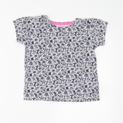 Young Dimension Girls Blue Floral  Basic T-Shirt Size 6-7 Years
