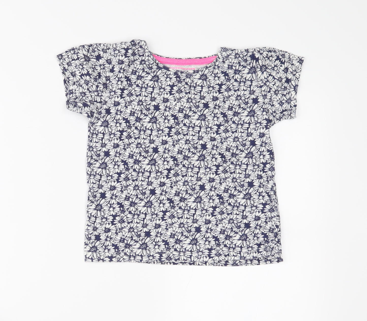 Young Dimension Girls Blue Floral  Basic T-Shirt Size 6-7 Years