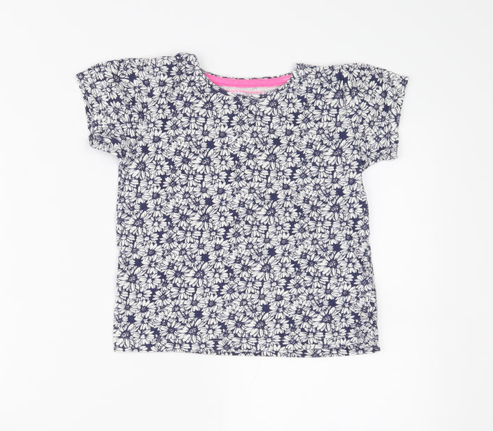 Young Dimension Girls Blue Floral  Basic T-Shirt Size 6-7 Years
