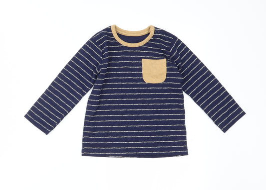 Front view of George Blue Striped Basic T-Shirt, size 9-12, Months
