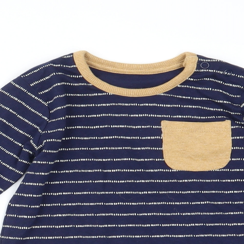 George  Blue Striped  Basic T-Shirt Size 9-12 Months