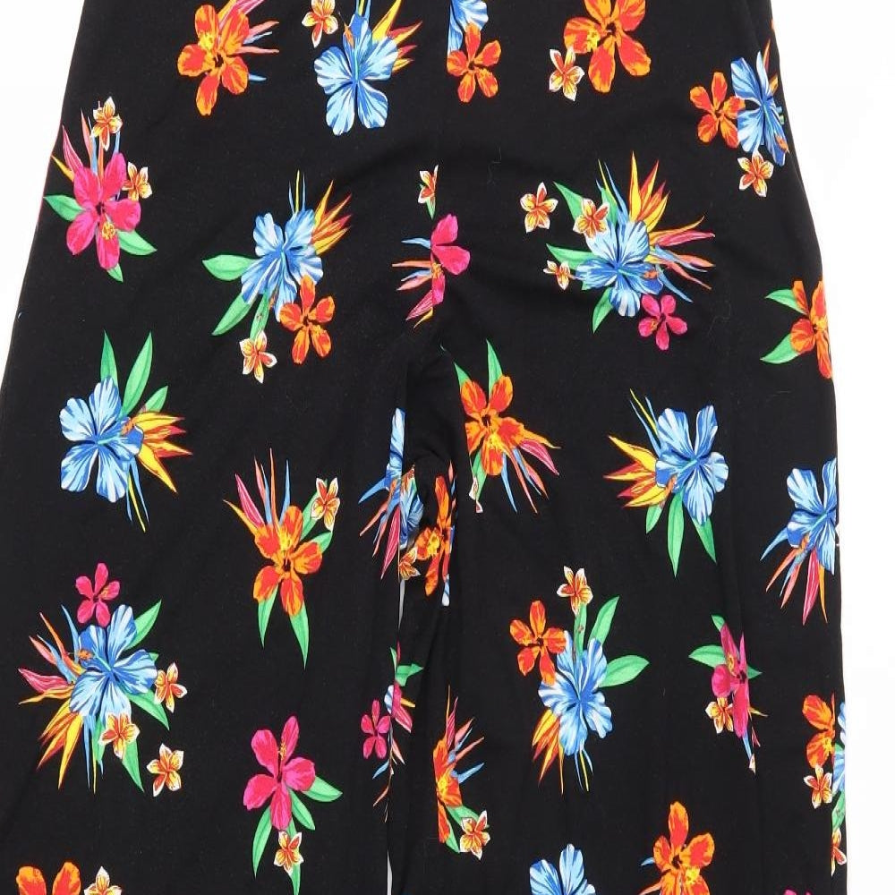 George Womens Black Floral  Trousers  Size 10 L29 in