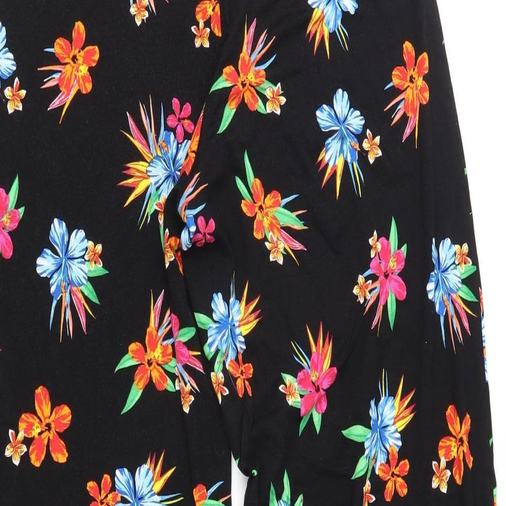 George Womens Black Floral  Trousers  Size 10 L29 in