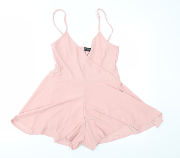 pretty little Thing Womens Pink Playsuit One-Piece Size 8