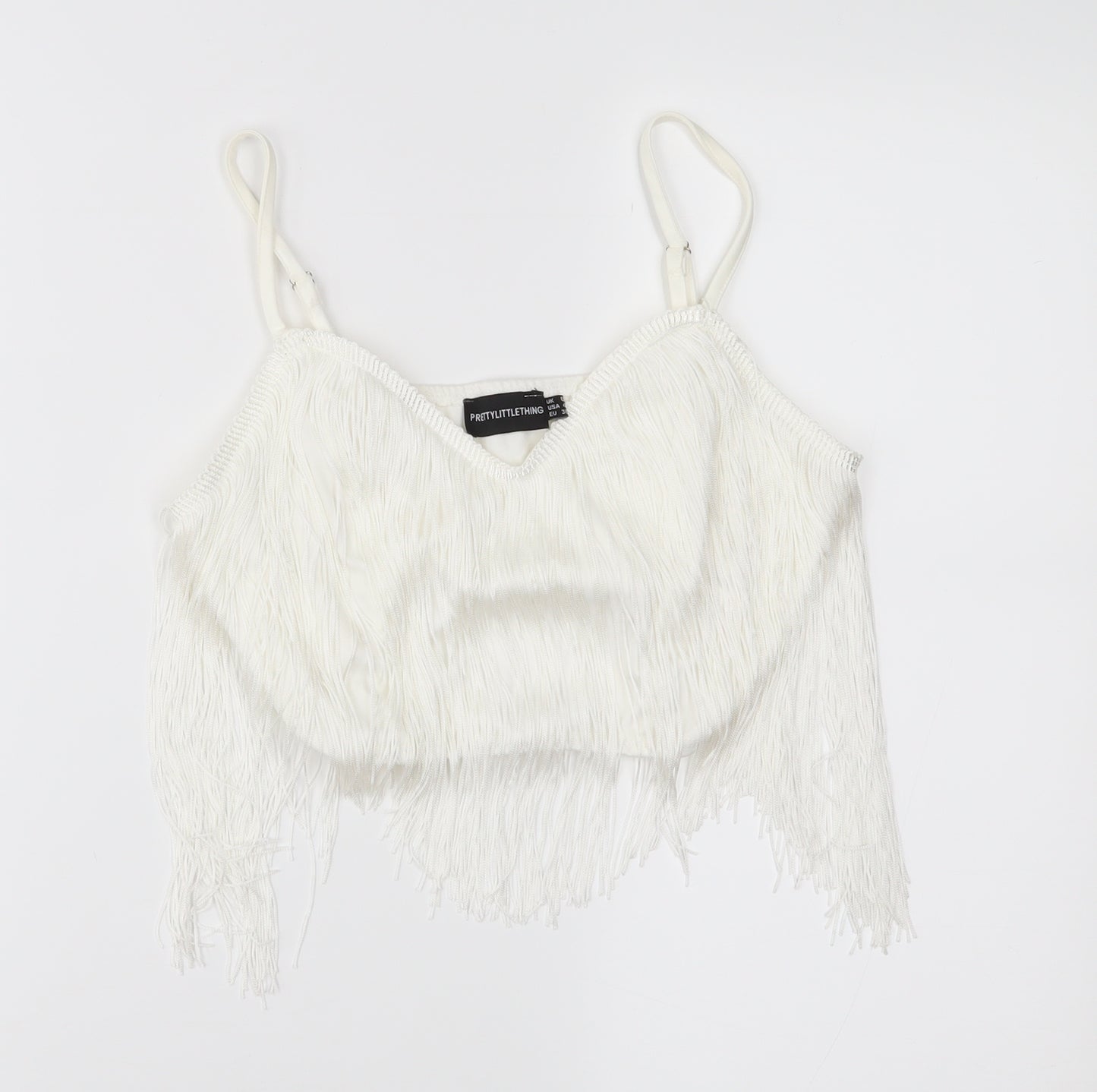 pretty little Thing Womens White   Cropped Tank Size 8