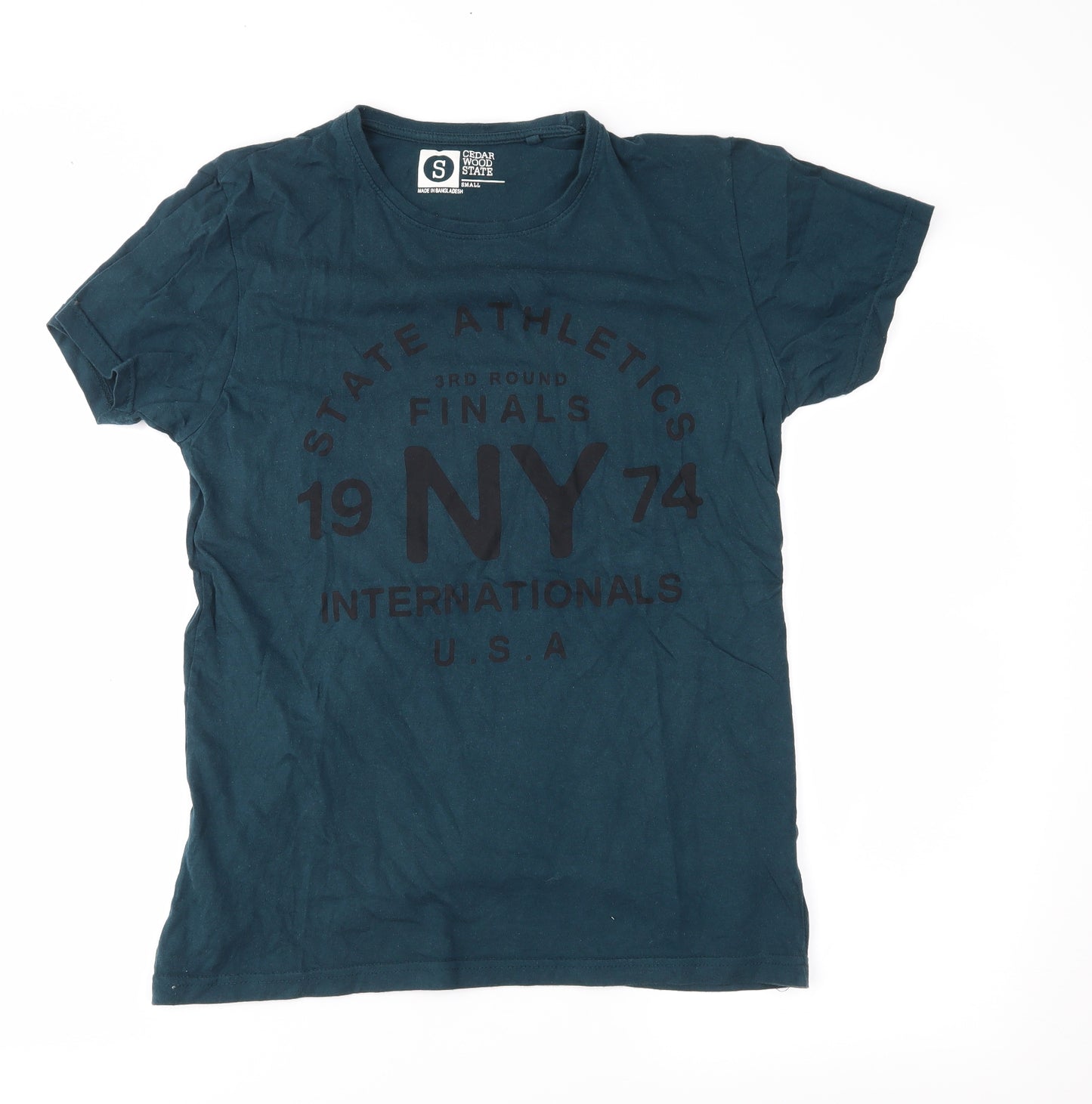 Cedar Wood State Mens Green    T-Shirt Size S