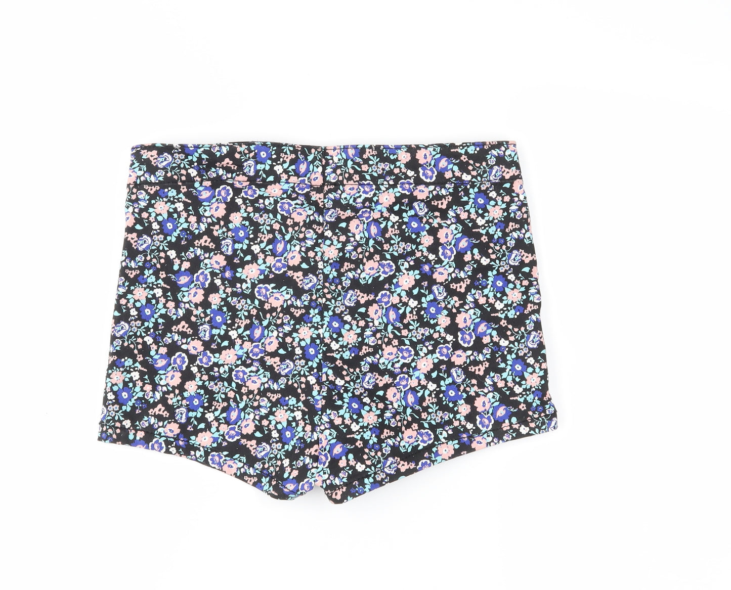 H&M Womens Black Floral  Hot Pants Shorts Size 12
