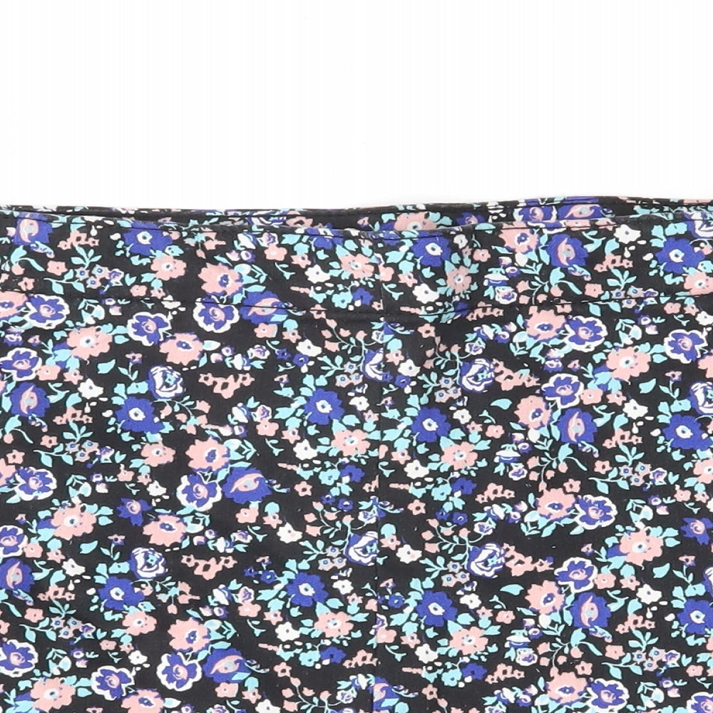 H&M Womens Black Floral  Hot Pants Shorts Size 12
