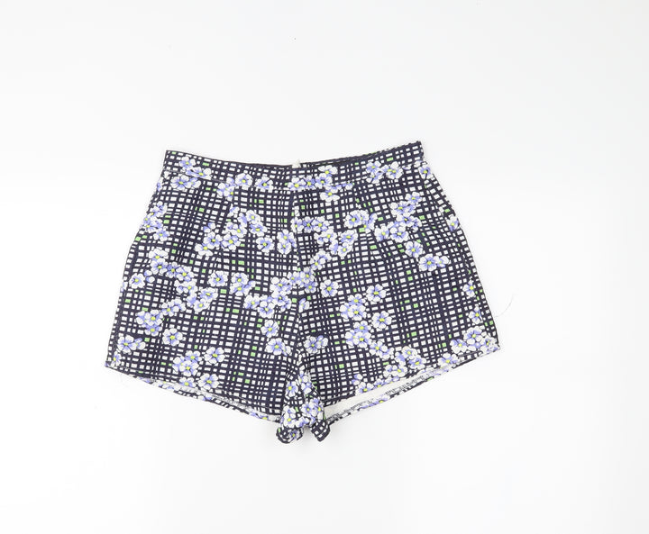 Missguided Womens Black Floral  Hot Pants Shorts Size 10