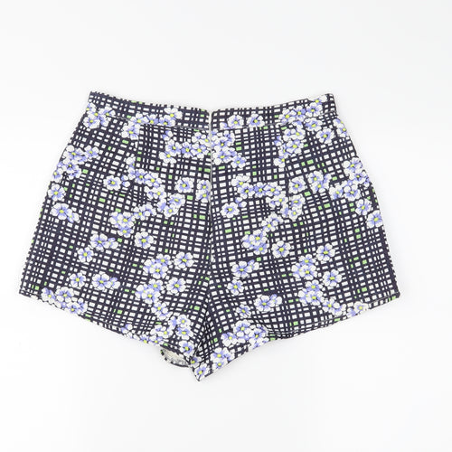 Missguided Womens Black Floral  Hot Pants Shorts Size 10