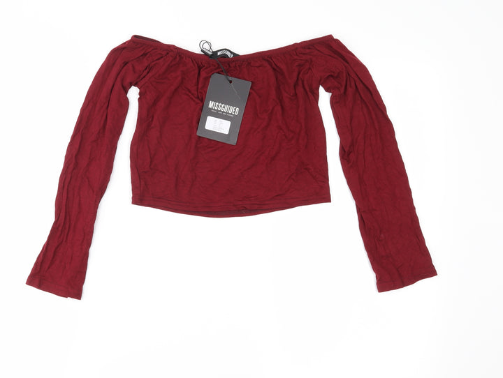 Missguided Womens Red Cropped T-Shirt Size S