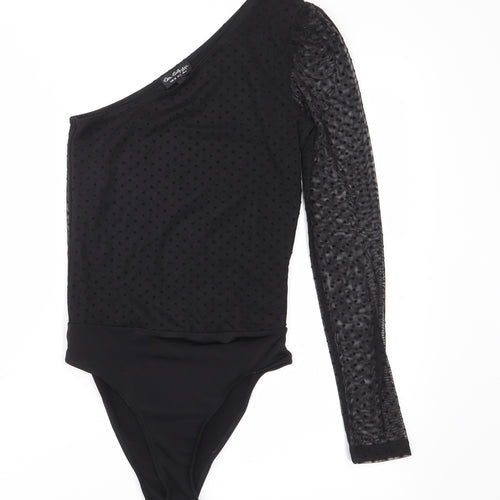 Miss Selfridge Womens Black Polka Dot  Bodysuit One-Piece Size 6