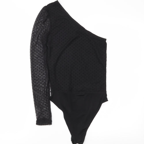 Miss Selfridge Womens Black Polka Dot  Bodysuit One-Piece Size 6