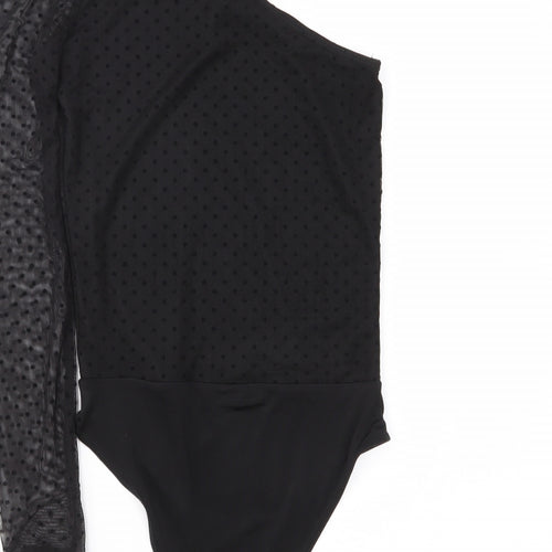 Miss Selfridge Womens Black Polka Dot  Bodysuit One-Piece Size 6