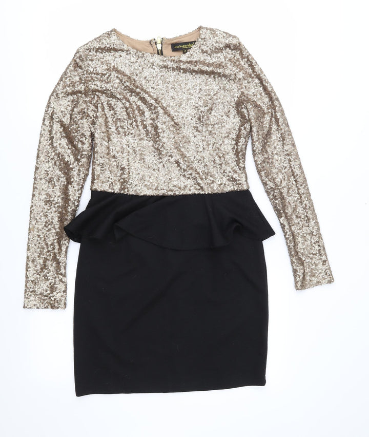 Missguided Womens Gold Bodycon Size 12