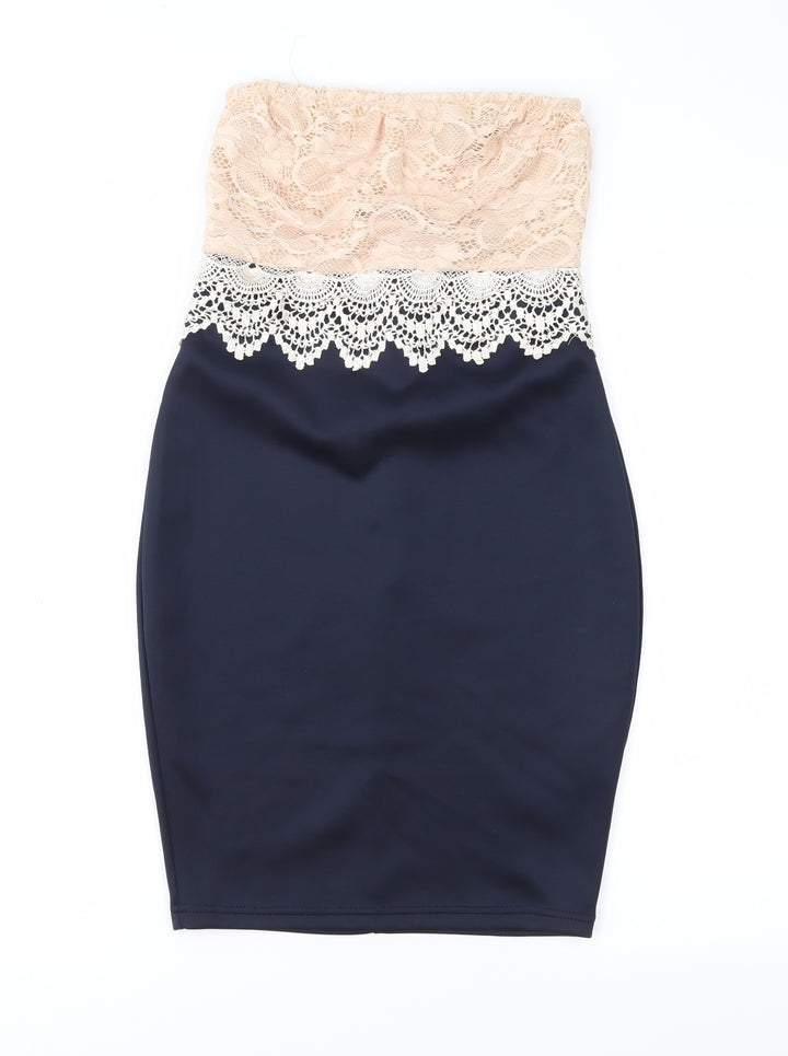 AX Womens Blue Pencil Dress Size 8