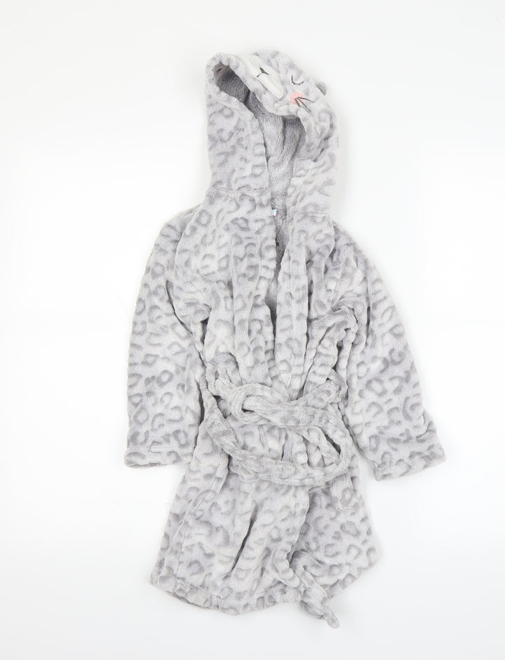 Hullabaloo Girls Grey Solid  Top Robe Size 3-4 Years