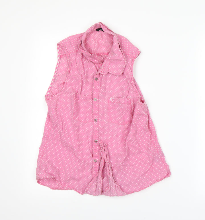 George Girls Pink Polka Dot Basic T-Shirt Size 12 Years