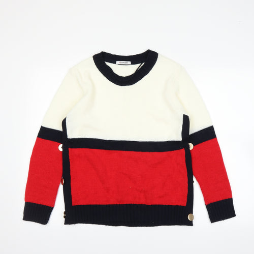 Damart Womens White Striped  Pullover Jumper Size 10