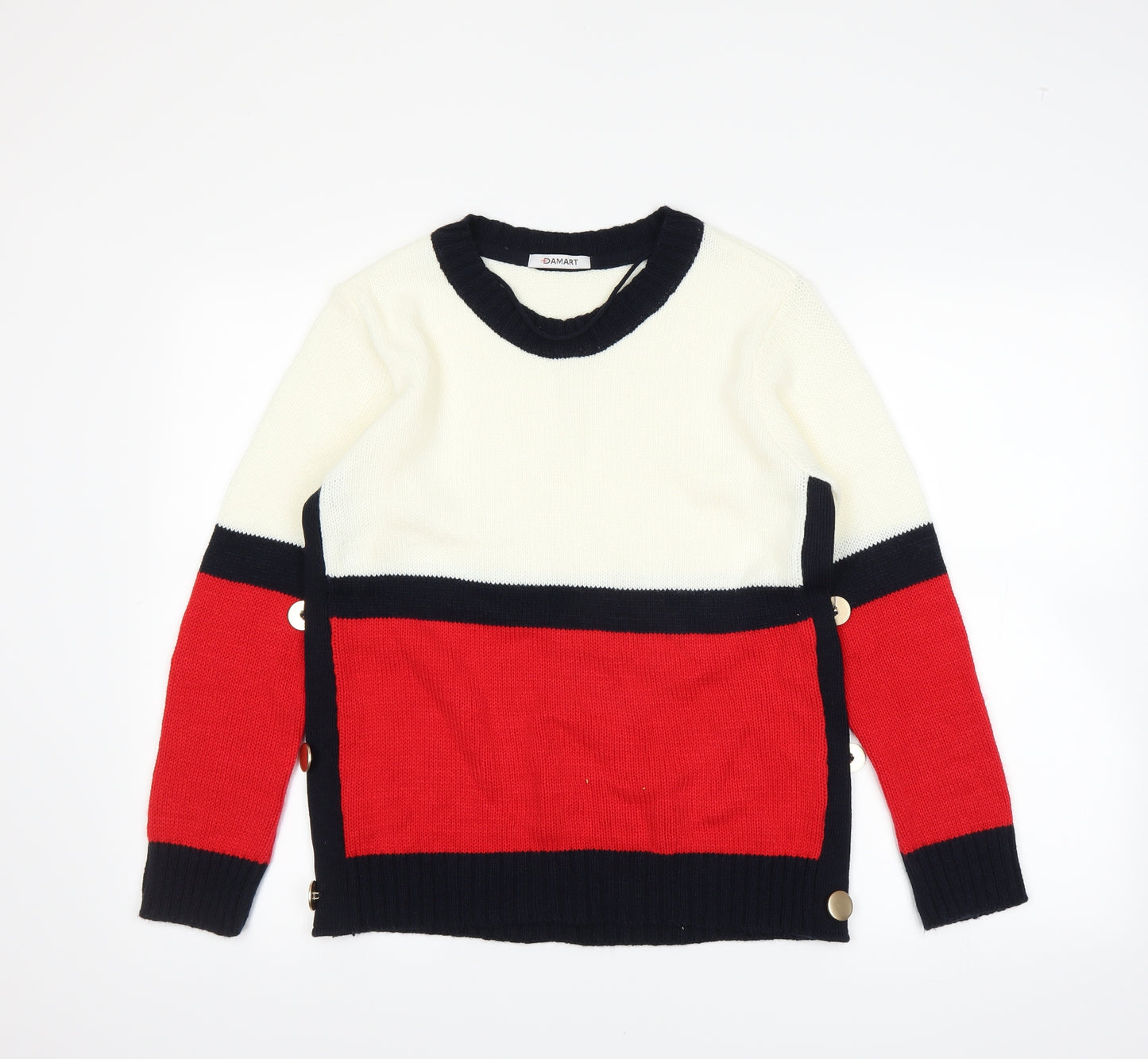 Damart Womens White Striped  Pullover Jumper Size 10