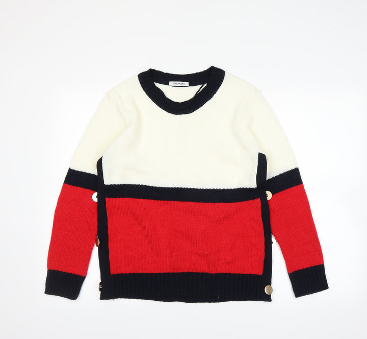 Damart Womens White Striped Pullover Jumper Size 10