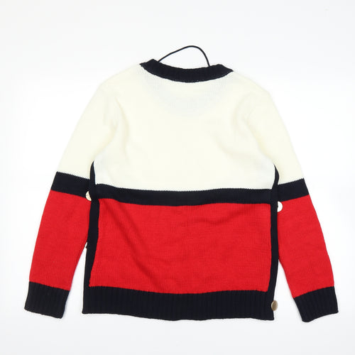 Damart Womens White Striped  Pullover Jumper Size 10