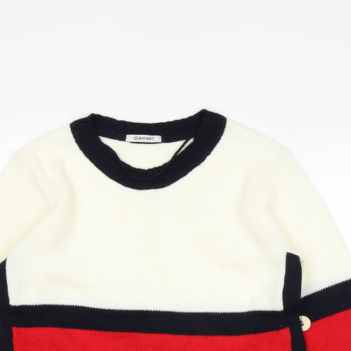 Damart Womens White Striped  Pullover Jumper Size 10